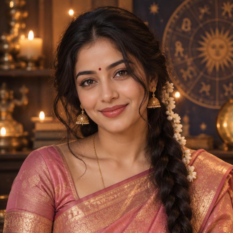 Portrait of fictional AI astrologer Acharya Kavya Tripathi