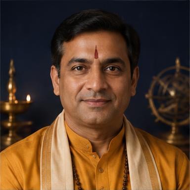Portrait of fictional AI astrologer Acharya Rudra Pratap