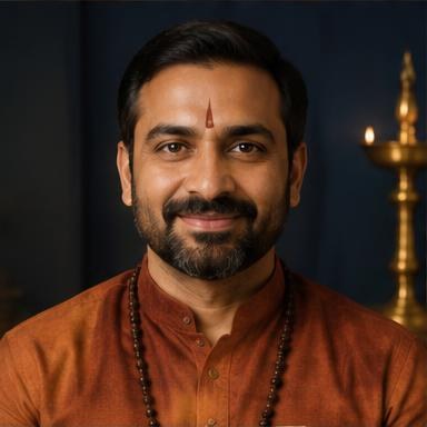 Portrait of fictional AI astrologer Acharya Devansh Bhardwaj