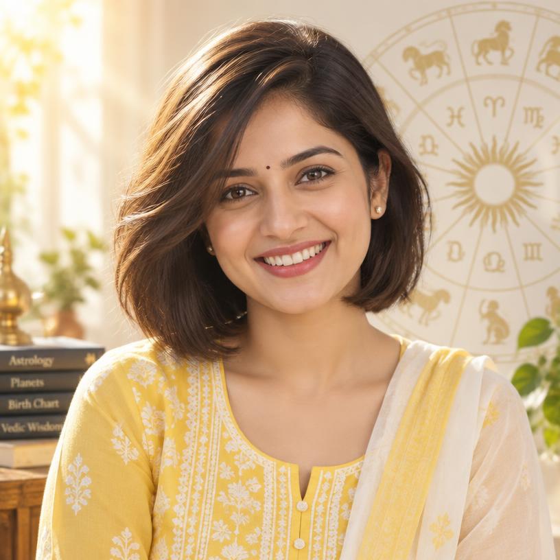 Portrait of fictional AI astrologer Acharya Ishani Kashyap