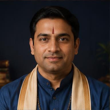 Portrait of fictional AI astrologer Acharya Neelansh Vaidik
